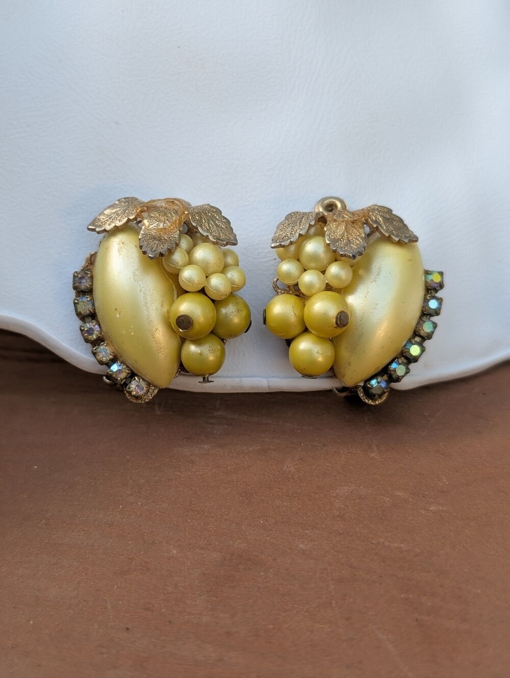 Gold Fruit Cluster Clip-On Earrings